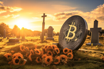 Wird der Bitcoin bald zu Grabe getragen ?  - obrazy, fototapety, plakaty