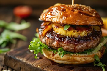 Plant-Based Bliss: Savor the Veggie Burger with Hummus - A Culinary Delight Packed with Healthy Goodness, Offering a Satisfying and Flavorful Journey into Vegan and Vegetarian Cuisine