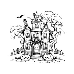 Obraz na płótnie Canvas Halloween background haunted castle house vector 