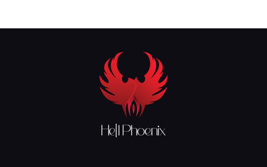 Hell phoenix bird logo concept