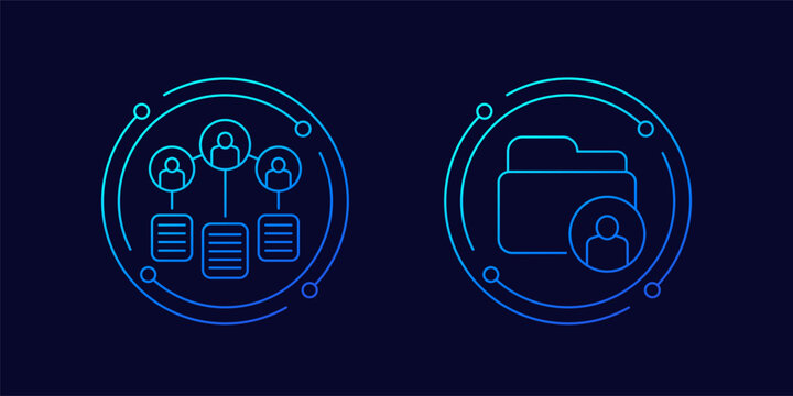 User base, personal data icon, linear design