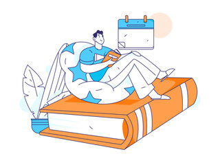 Character reading quietly vector concept operation hand drawn illustration
