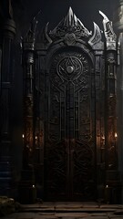 A towering, obsidian gate looms before you, its intricate carvings and glowing runes hinting at the powerful PC components that lie beyond.