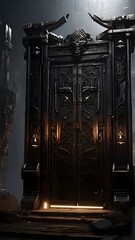 A towering, obsidian gate looms before you, its intricate carvings and glowing runes hinting at the powerful PC components that lie beyond.
