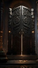 A towering, obsidian gate looms before you, its intricate carvings and glowing runes hinting at the powerful PC components that lie beyond.