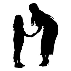 Set of silhouettes of women with children, vector. Mother's day concept.