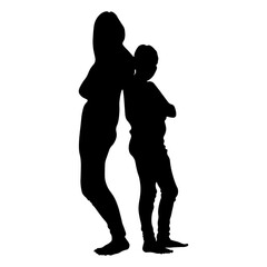 Set of silhouettes of women with children, vector. Mother's day concept.
