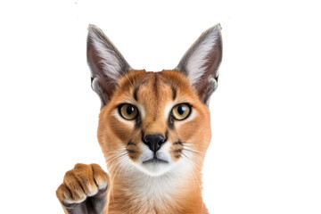 An African Caracal isolated on a white background