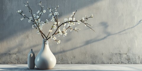 Minimalist Blossom Vase: Modern Living Room Decor - obrazy, fototapety, plakaty