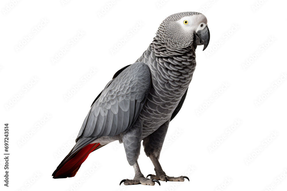 Wall mural An African Grey Parrot isolated on a white background