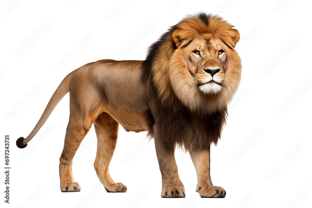 Wall mural an african lion isolated on a white background