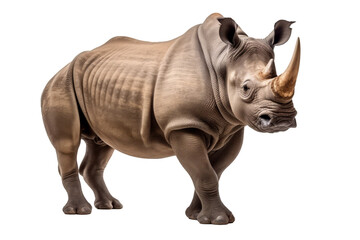 A rhino isolated on a white background - obrazy, fototapety, plakaty