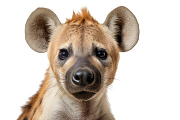 An African Spotted Hyena isolated on a white background