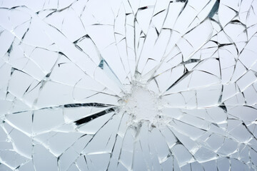 Shattered Glass with Cracks Close-Up