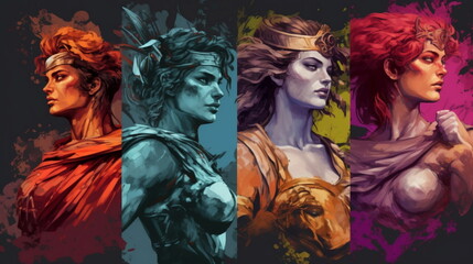 Heroes of Greek mythology Countess Style - obrazy, fototapety, plakaty