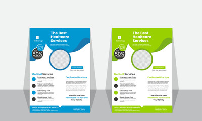 A bundle of 2 templates of A4 flyer template, cover modern layout, vector illustration template, in different color, and modern design, perfect for creative professional business