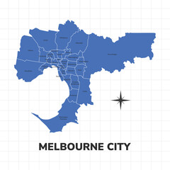 Fototapeta premium Melbourne City map illustration. Map of the city in Australia