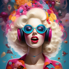 clown with wig and sunglasses Generative AI
