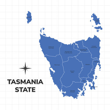 Tasmania State map illustration. Map of the state in Australia