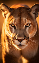 puma animal em hora dourada 