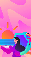 Character reading quietly vector concept operation hand drawn illustration
