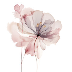 Abstract flower, delicate botanical floral art. Isolated on transparent background. Generative AI.