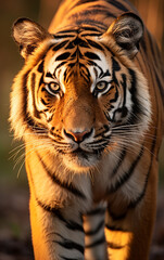 Fototapeta premium tigre animal lindo em hora dourada 