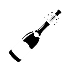 Champagne icon. Black silhouette of a champagne bottle. Iconography. Vector - obrazy, fototapety, plakaty
