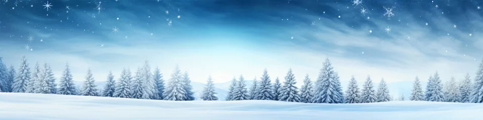 Poster Blue winter background with snowfall - ai generative © NAVIN