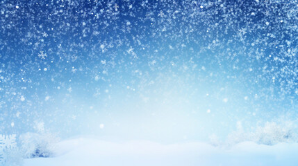 Naklejka premium Blue winter background with snowfall - ai generative