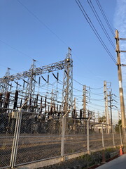 Switchgear at Nakhon Ratchasima substation with the evening atmosphere