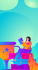 Character reading quietly vector concept operation hand drawn illustration
