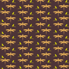 Dragonfly repeating pattern colorful vector illustration background