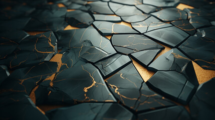 Fototapeta premium Marble background. Dark green background with abstract light green pattern. Marble wall with golden liquid pattern. AI generative