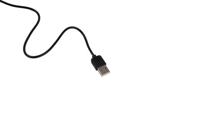 Black usb cable on white background