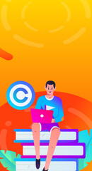 Character reading quietly vector concept operation hand drawn illustration
