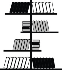Decoration bookshelf furniture book icon | Black Vector illustration |