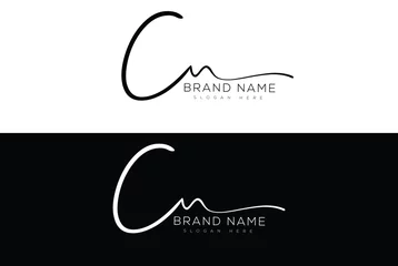 Foto op Canvas Cn Ch initial handwriting signature logo design  © SmartDesigner