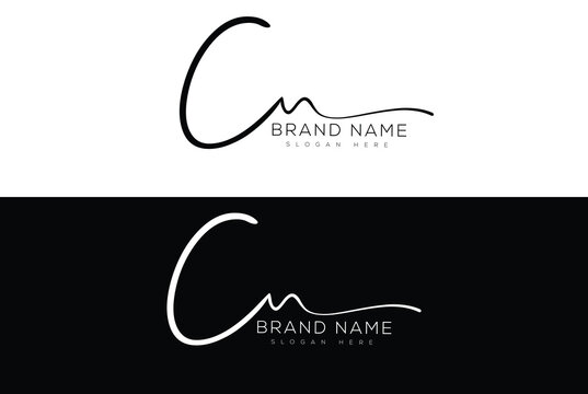 Cn Ch initial handwriting signature logo design 