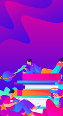 Character reading quietly vector concept operation hand drawn illustration
