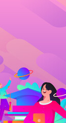 Character reading quietly vector concept operation hand drawn illustration
