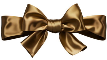 Dark brown, elegant, shiny bow with a gold gradient