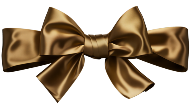 Dark brown, elegant, shiny bow with a gold gradient