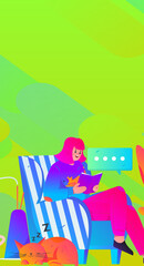 Character reading quietly vector concept operation hand drawn illustration
