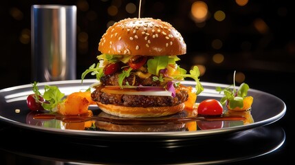 hamburger on a plate