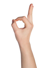 Male hand with gesture pointing up ok, yes, accepting hand sign. PNG isolated on transparent background