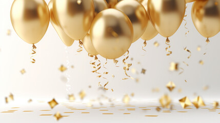 Gold balloons with confetti