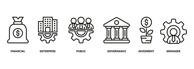 Asset Management icon vector illustration banner web icon for Asset, management, Financial, enterprise, public, governance, invesment, manager