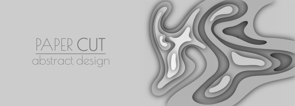 3d layout of the cover, banner, leaflet in the style of cut paper. Abstract smooth shapes create the effect of depth and space. Abstract background for creative design and creative idea.