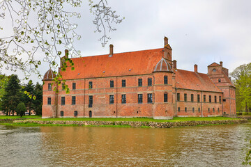 Denmark Rosenhold Castle view on a cloudy spring day